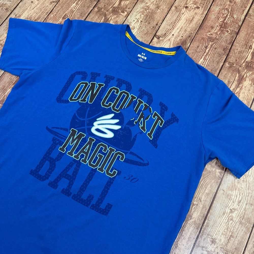 Under Armour Curry Brand T Shirt Mens Medium Blue On Court Magic Ball Graphic
